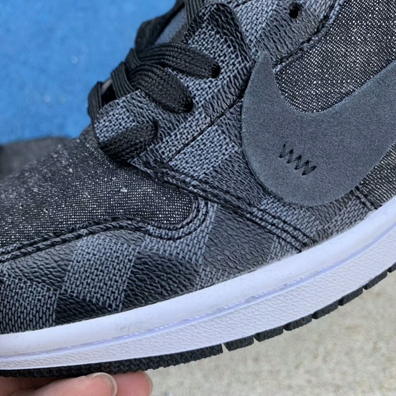 Authentic LV X OFF White X Air Jordan 1 with gray